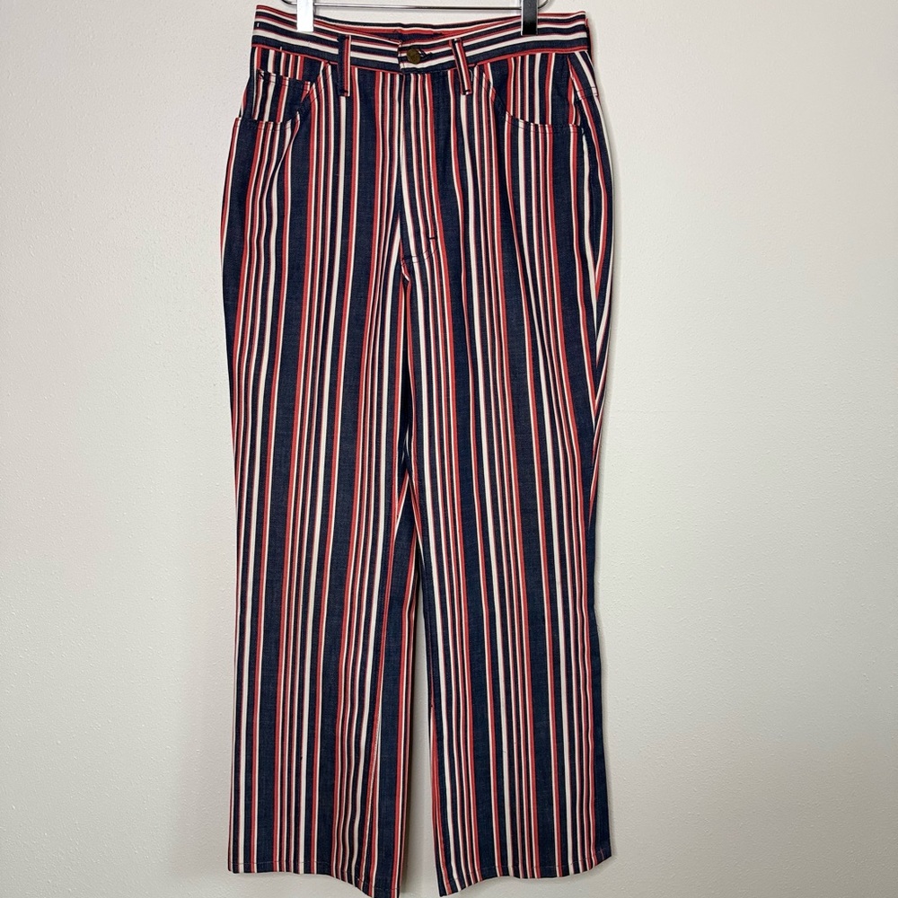 Vintage Lee USA Striped Pants Red White Blue High Rise Straight Leg - Picture 2 of 11